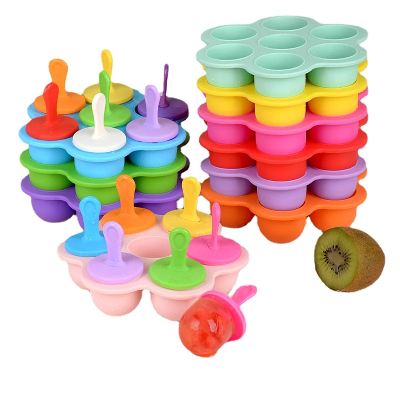 

1Pc 7 Holes Ice Cream Ball Maker Silicone Mold Home Kitchen Accessories Tool Diy Ice Cream Pops Baby Fruit Shake Popsicles Molds