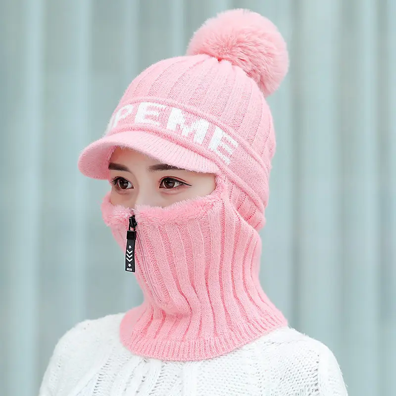 2021 winter women's hat warm resistant knitted winter outdoor thickened wool Bib integrated zipper baseball balaclava with ears
2021 winter women's hat warm resistant knitted winter outdoor thickened wool Bib integrated zipper baseball balaclava with ears
