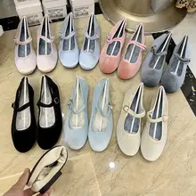 Velvet Elegant Shoes for Women Mary Janes Buckle Strap Soft Ballet Flats Designer Shoes Spring Autumn Ladies Athletic Shoe 2023