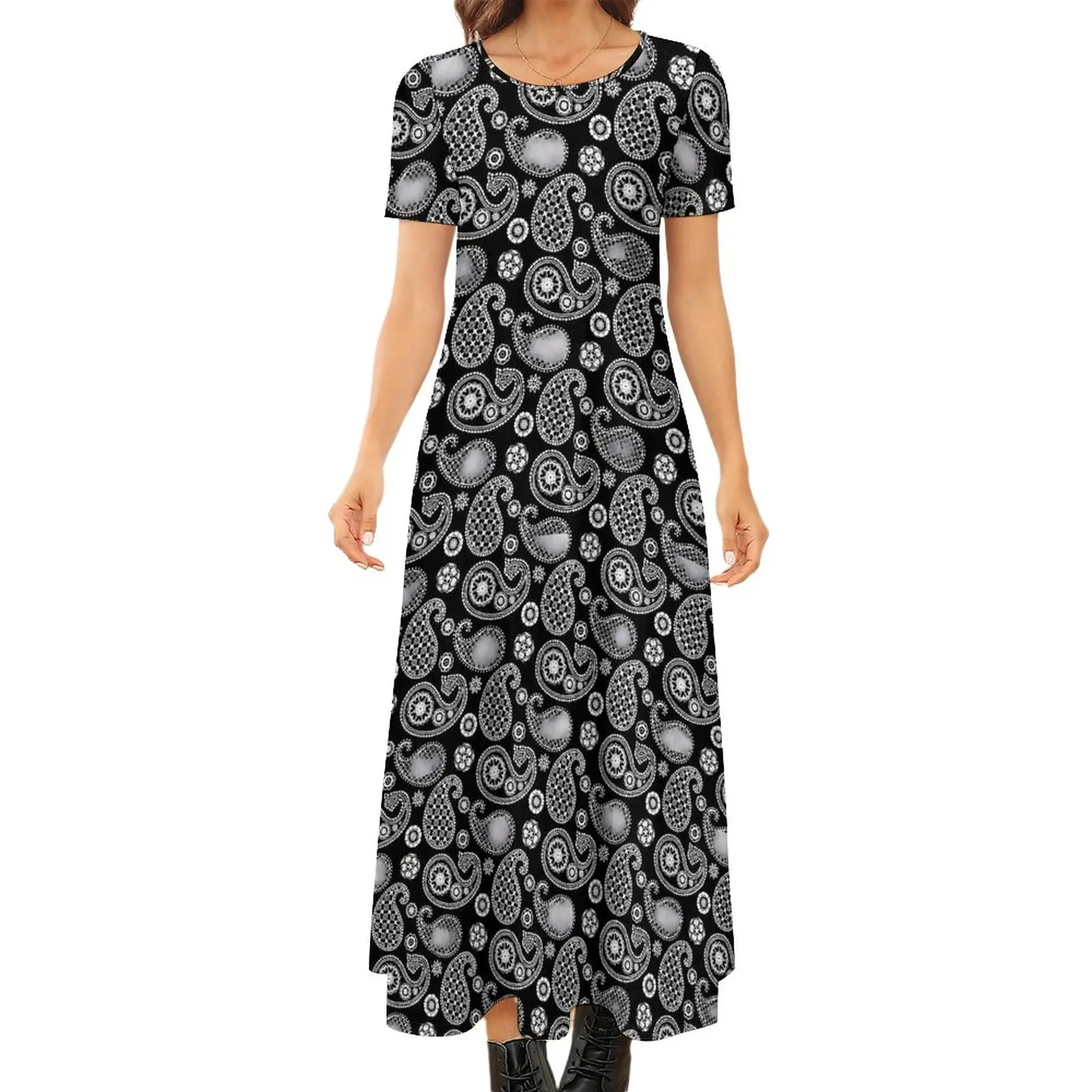 Paisley Print Bodycon Dress Female Black and White Elegant Maxi Dresses Summer Short Sleeve Street Wear Pattern Oversize Dress
Paisley Print Bodycon Dress Female Black and White Elegant Maxi Dresses Summer Short Sleeve Street Wear Pattern Oversize Dress