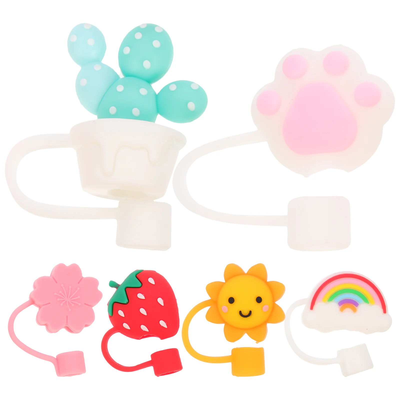 

2/3/4/6/8Pcs Silicone Straw Tips Drinking Dust Cap Splash Proof Plugs Straw Cover Cartoon Straw Protectors Drinking Straw Caps