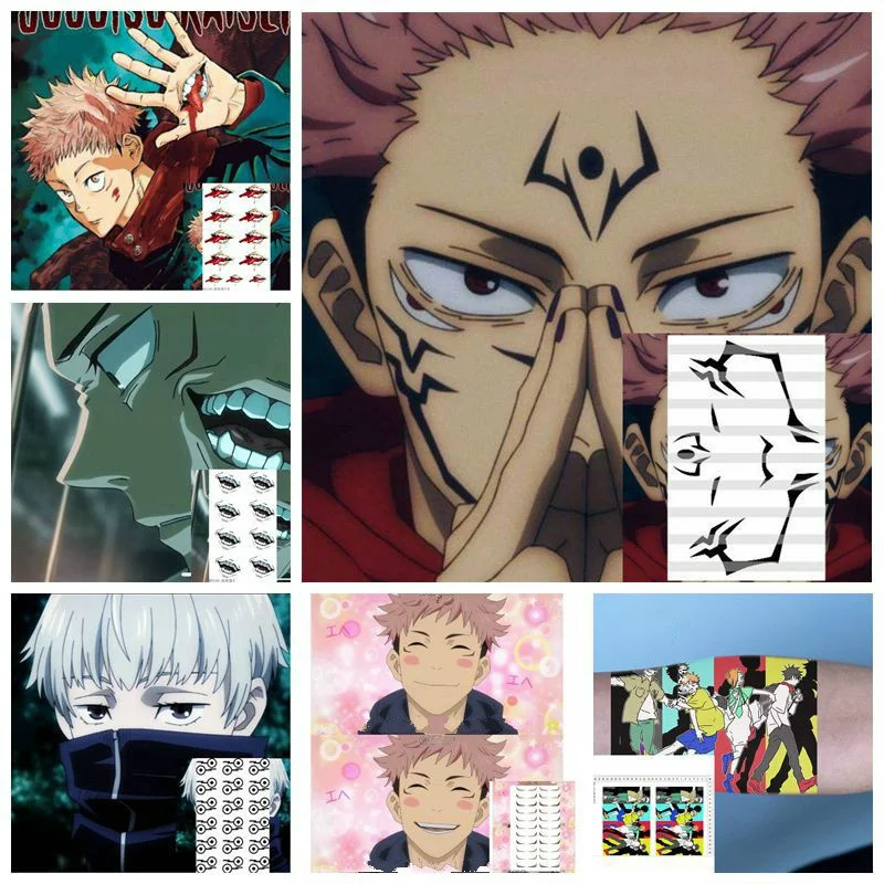 Anime Jujutsu Kaisen cosplay Sorcery Fight Itadori Yuuji Toge Inumaki Fake Tattoo Stickers Cartoon Waterproof Temporary Tattoos
Anime Jujutsu Kaisen cosplay Sorcery Fight Itadori Yuuji Toge Inumaki Fake Tattoo Stickers Cartoon Waterproof Temporary Tattoos