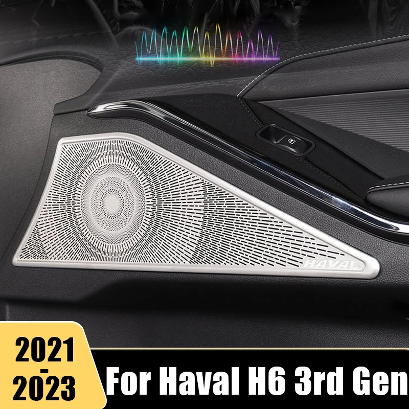 

For Haval H6 3rd Gen 2021 2022 2023 GT DHT PHEV Stainless Car Audio Speaker Door Loudspeaker Trim Cover Stickers Accessories