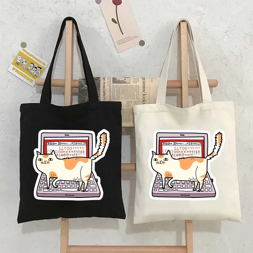 Tote Bags for Women Cute Cat Stands on a Laptop Canvas Shopping Beach Bag Large Capacity Reusable Handbags
Tote Bags for Women Cute Cat Stands on a Laptop Canvas Shopping Beach Bag Large Capacity Reusable Handbags