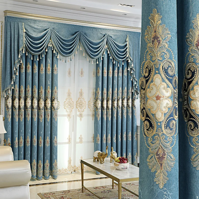 European Style Curtains for Living Dining Room Bedroom Custom Luxury Embroidered Chenille Blue Door Window Curtain Room Decor
European Style Curtains for Living Dining Room Bedroom Custom Luxury Embroidered Chenille Blue Door Window Curtain Room Decor