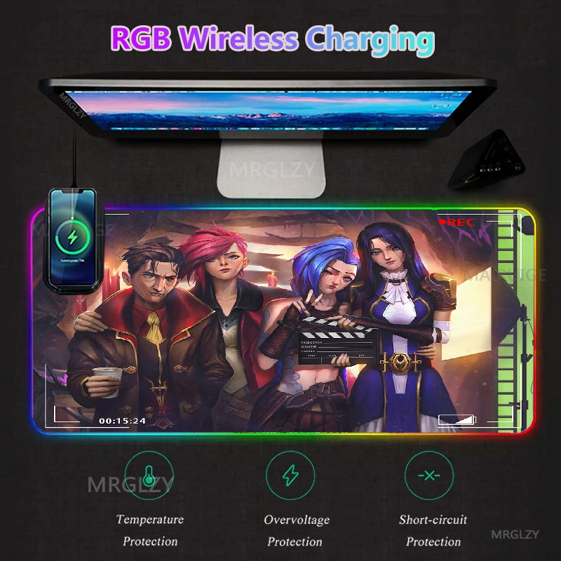 Arcane VI RGB Wireless Charging Typec LED LOL Mouse Pad JINX Game Accessories XXL Large MousePad League of Legends Carpets Rugs
Arcane VI RGB Wireless Charging Typec LED LOL Mouse Pad JINX Game Accessories XXL Large MousePad League of Legends Carpets Rugs