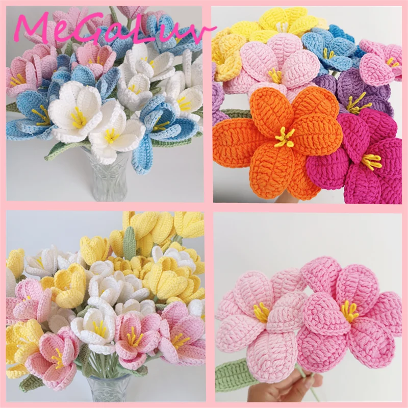 3pcs Handmade Knitted Flowers Tulip Crochet Artificial Fake Flower Bouquet Birthday Wedding Holiday Gift Bouquet Home Decoration
3pcs Handmade Knitted Flowers Tulip Crochet Artificial Fake Flower Bouquet Birthday Wedding Holiday Gift Bouquet Home Decoration
