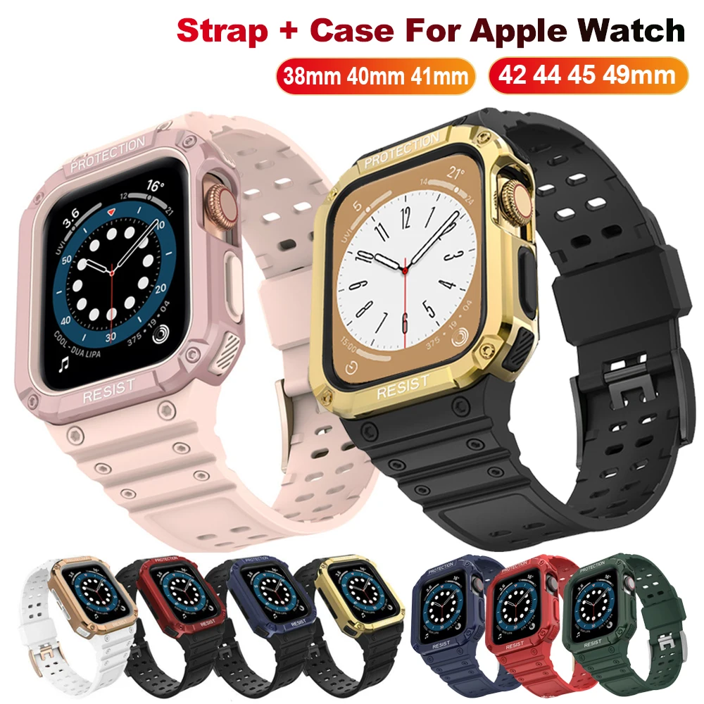 Ремешок и чехол для часов Apple Watch Series 8 7 6 SE 54 40 мм 44 мм 41 45 мм, спортивный силиконовый браслет для iwatch Ultra 49 мм
Ремешок и чехол для часов Apple Watch Series 8 7 6 SE 54 40 мм 44 мм 41 45 мм, спортивный силиконовый браслет для iwatch Ultra 49 мм