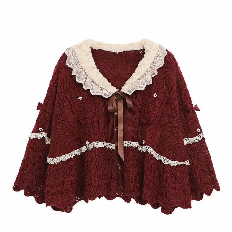 Red Cloak Women's Coat Hollow Out Design Girl Style Cloak Long Sleeve Single Breasted Lace Trim Coat
Red Cloak Women's Coat Hollow Out Design Girl Style Cloak Long Sleeve Single Breasted Lace Trim Coat