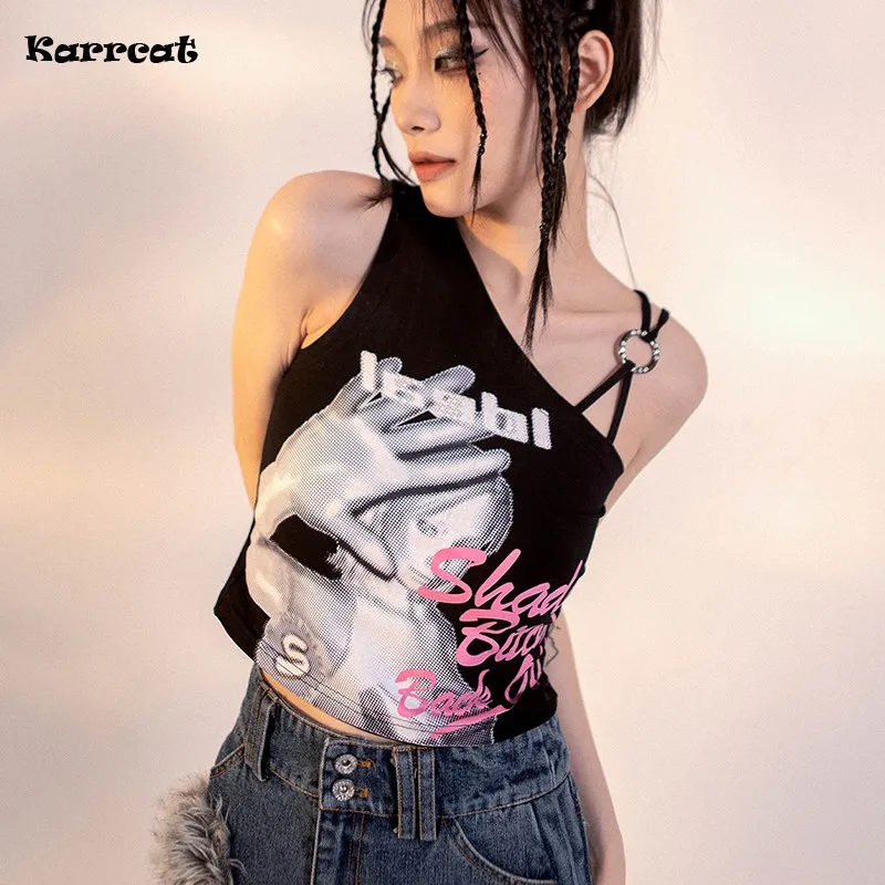 Karrcat Japanese Harajuku Tank Tops Punk Style Camisole Tops Irregular Y2k Aesthetics Vest Gothic Grunge Clothes Pop Black Tops
Karrcat Japanese Harajuku Tank Tops Punk Style Camisole Tops Irregular Y2k Aesthetics Vest Gothic Grunge Clothes Pop Black Tops