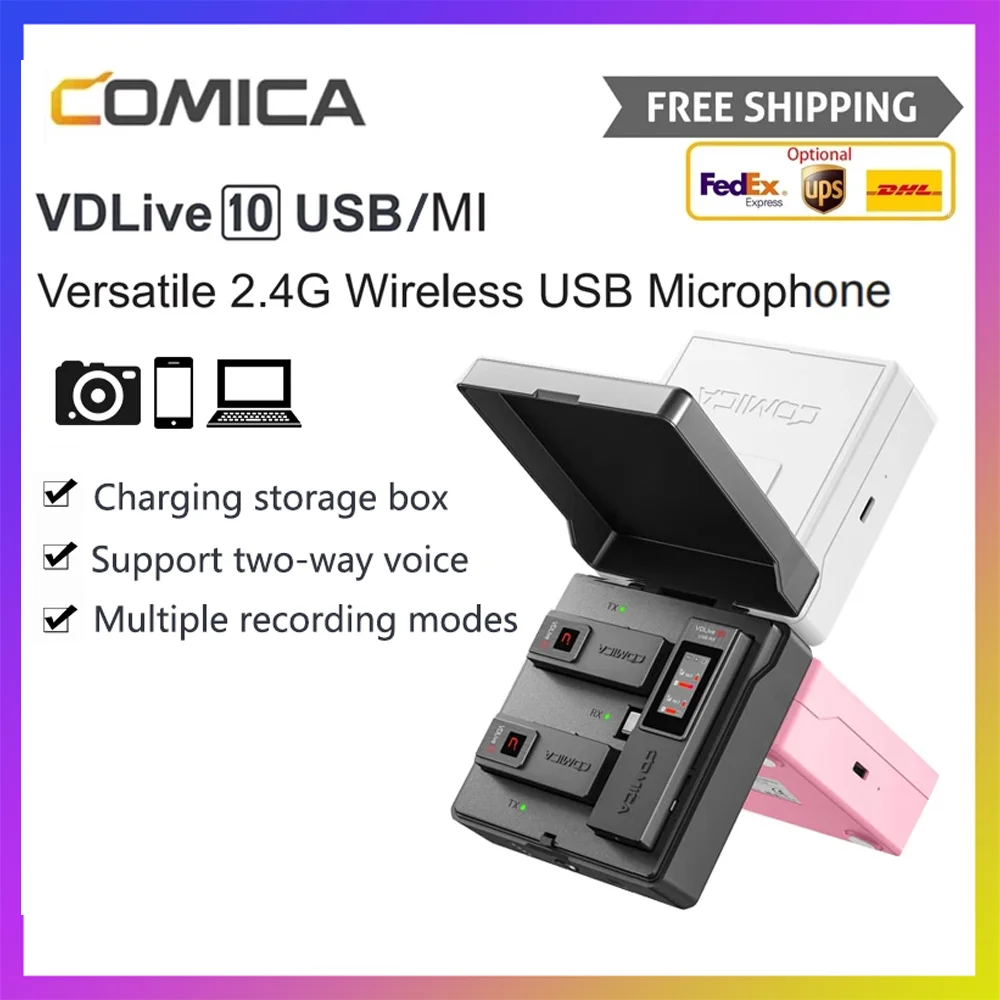 Comica VDLive10 2.4G Dual Channel Wireless Microphone Portable Mic for iPhone Android Phones PC Camera Video wireless lapel
Comica VDLive10 2.4G Dual Channel Wireless Microphone Portable Mic for iPhone Android Phones PC Camera Video wireless lapel