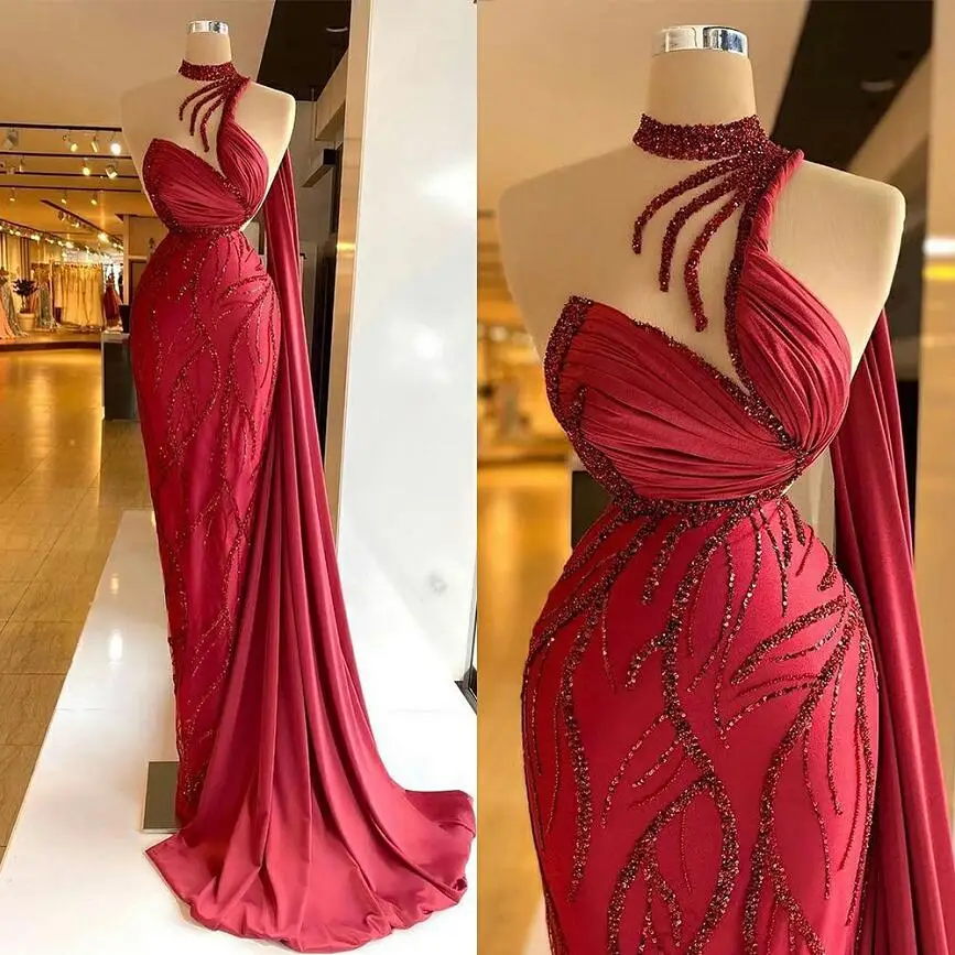 Chic Red Ruffles Mermaid Prom Dress Satin One Shoulder Custom Made Sequins Cocktail Party Special Occasion Gowns
Chic Red Ruffles Mermaid Prom Dress Satin One Shoulder Custom Made Sequins Cocktail Party Special Occasion Gowns