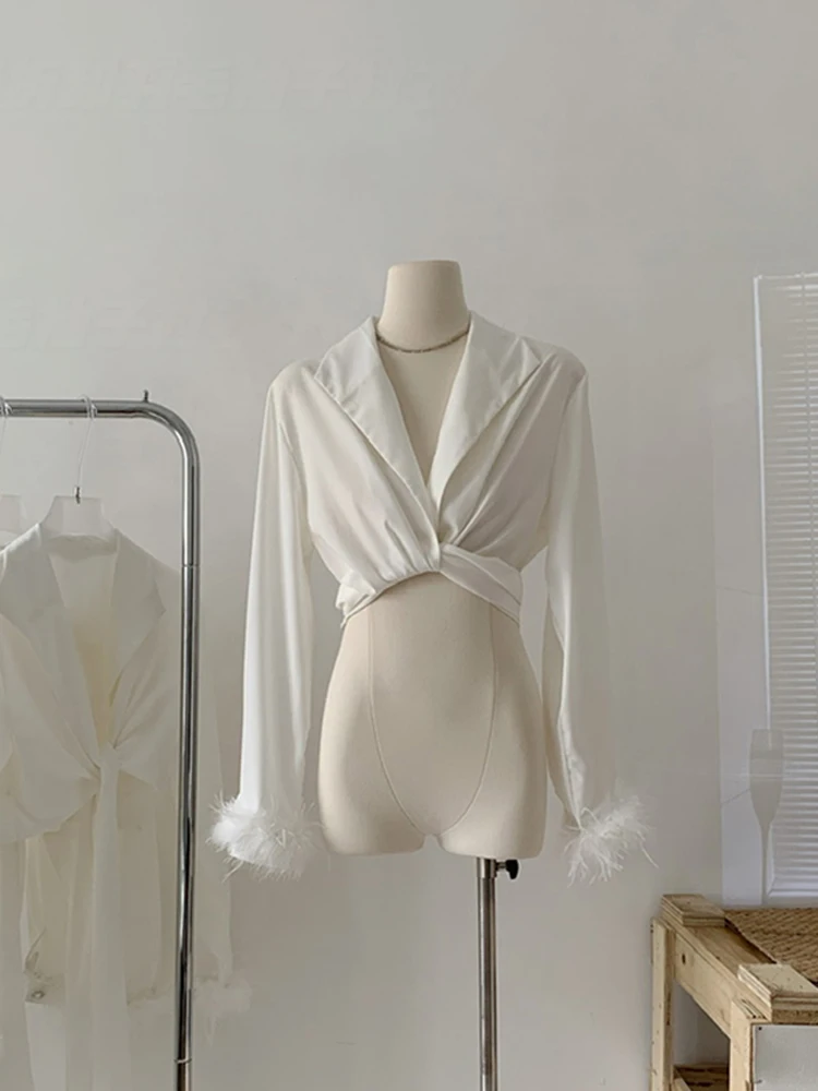 Women Formal Blouses Turn-Down Collar Summer Elegant Office Lady Casual Shirts Streetwear Single Breasted Feathers Long Sleeved
Women Formal Blouses Turn-Down Collar Summer Elegant Office Lady Casual Shirts Streetwear Single Breasted Feathers Long Sleeved