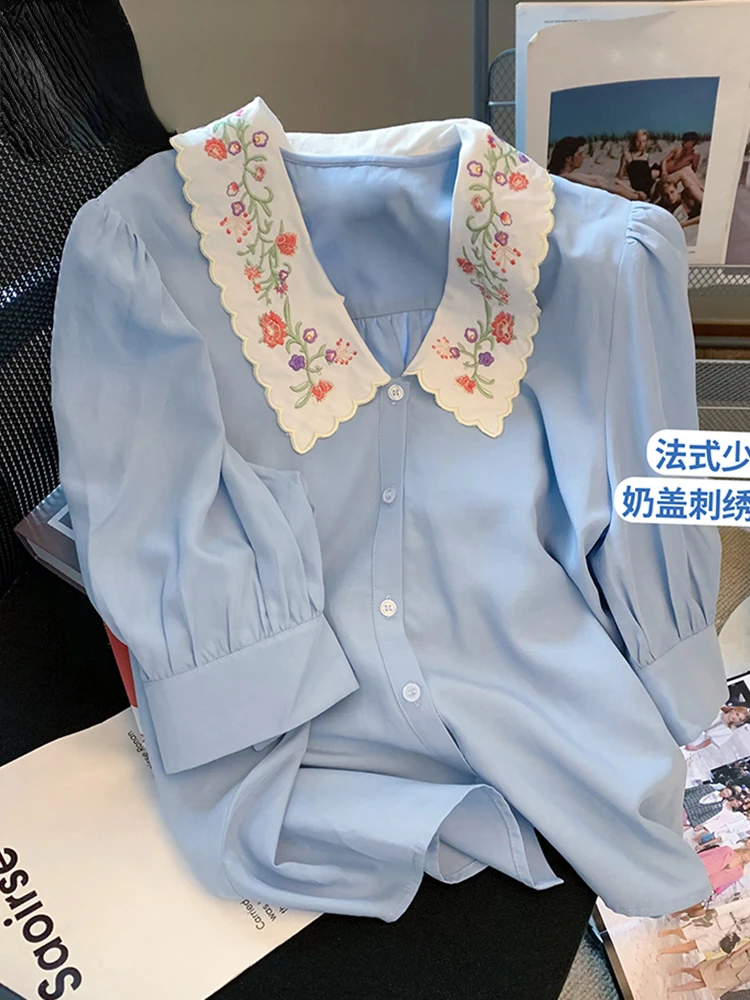 Женская рубашка с цветочной вышивкой, блузка с полурукавами и воротником-стойкой, плиссированная французская шикарная блузка для девушек, ...
Женская рубашка с цветочной вышивкой, блузка с полурукавами и воротником-стойкой, плиссированная французская шикарная блузка для девушек, ...