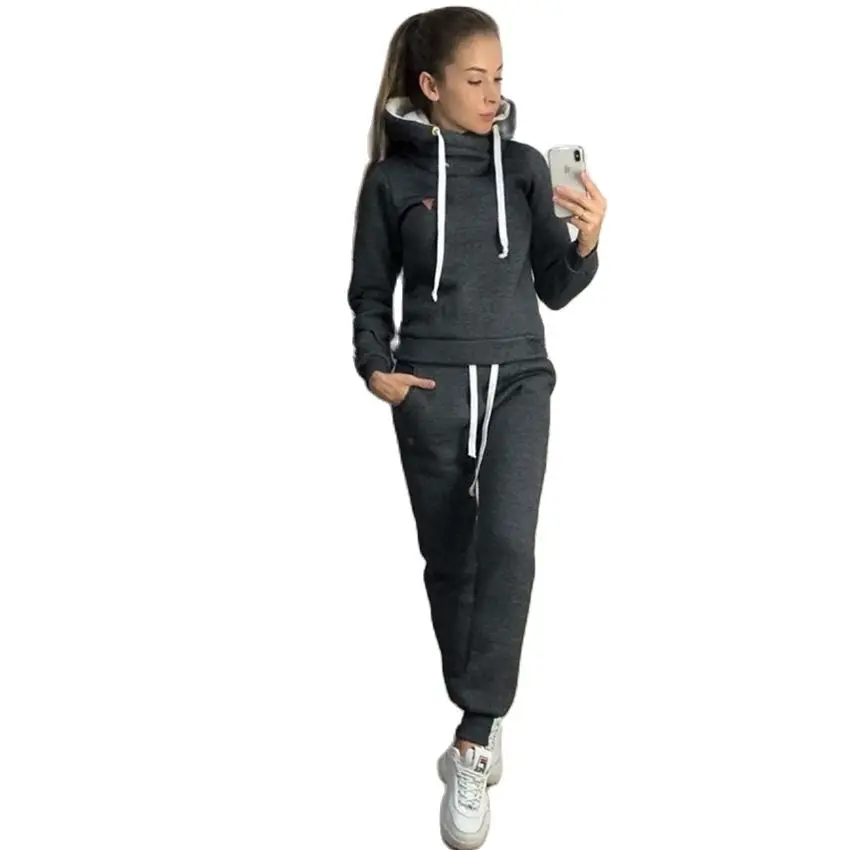 

Women Tracksuit Sweatsuit Hooded Casual Thickening Set Hoodies Sweatshirt 2 Pieces Suits Female
