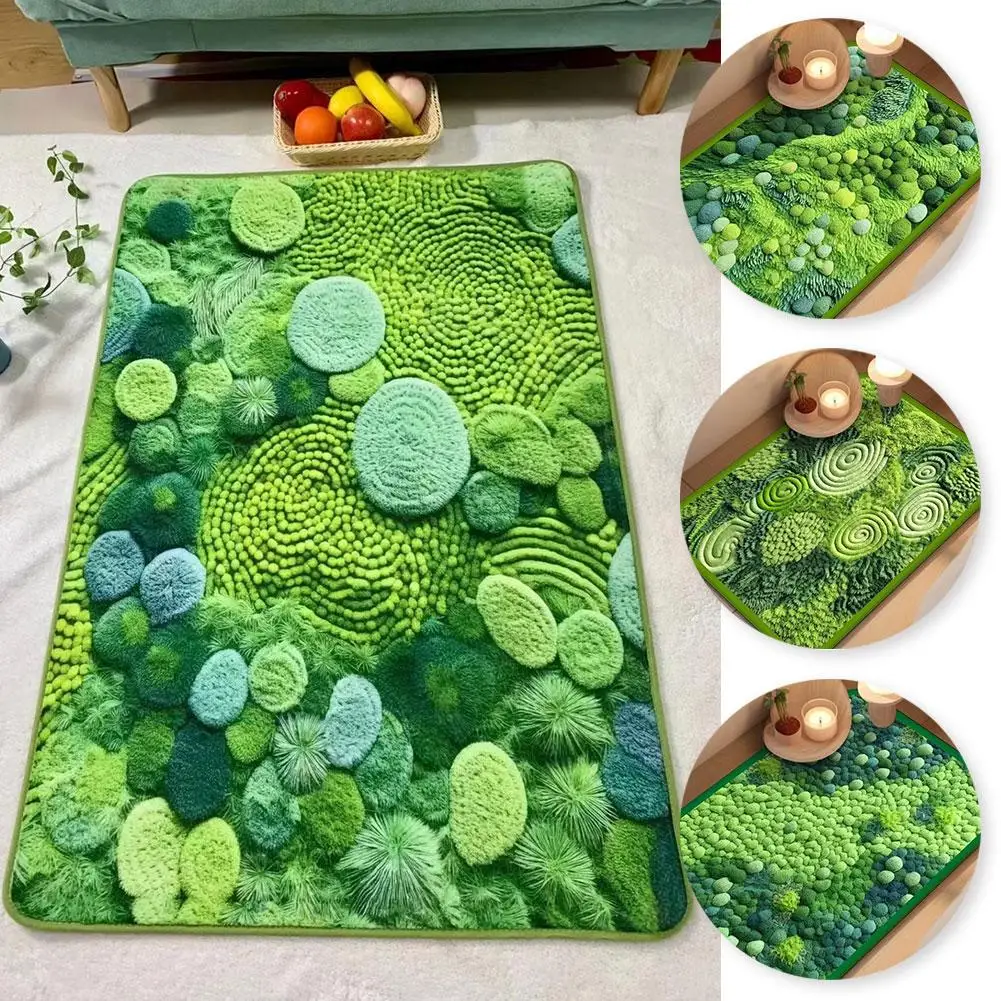 

3D Stereo Moss Area Rug For Living Room Green Moss Carpet Bedroom Bedside Floor Mat Anti-slip Modern Shaggy Rugs Home Decor S6Z2