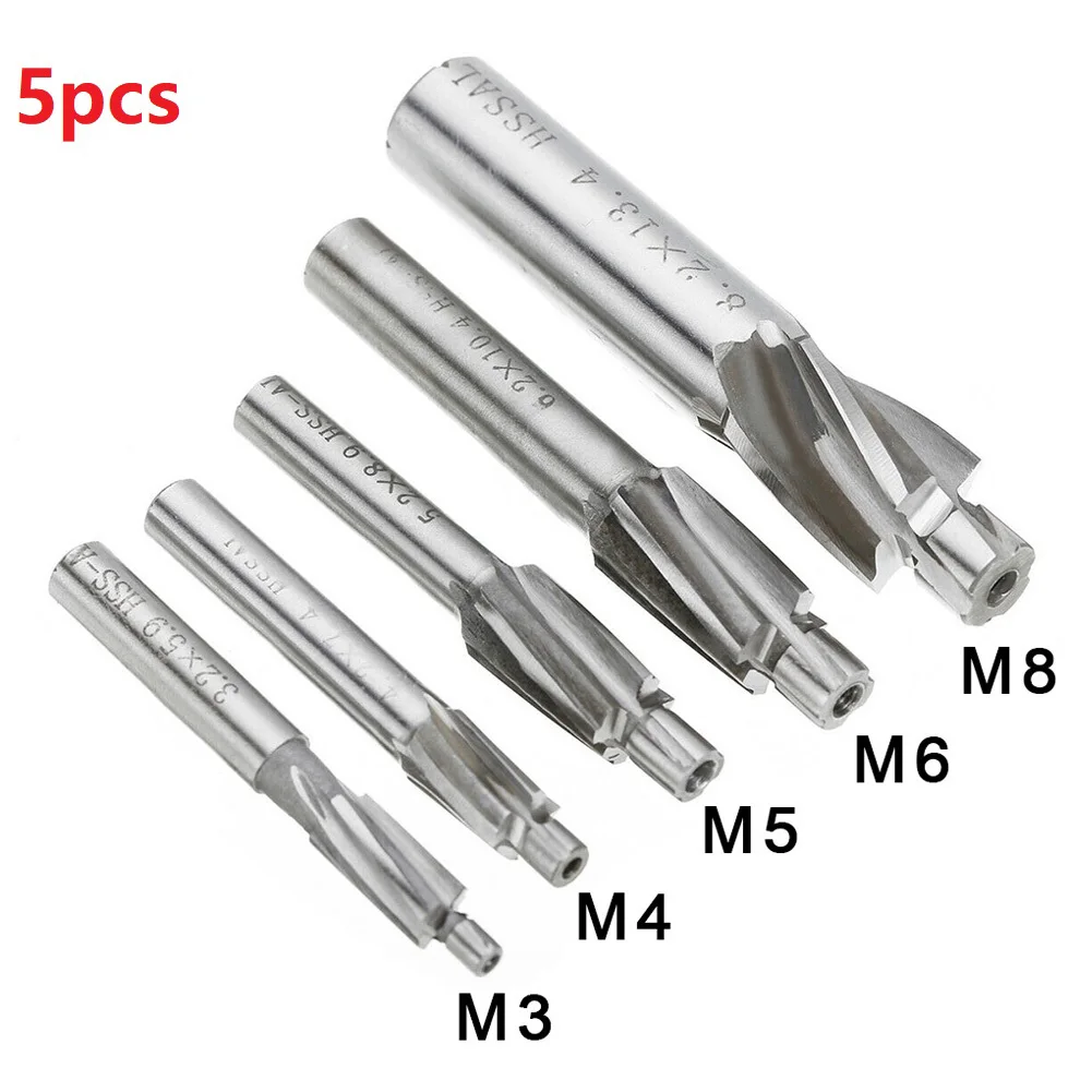 5pcs Countersink Milling Cutter Drilling HSS Counterbore End Mill M3-M8 Pilot Slotting Tool CNC Router Bit Milling Tool
5pcs Countersink Milling Cutter Drilling HSS Counterbore End Mill M3-M8 Pilot Slotting Tool CNC Router Bit Milling Tool