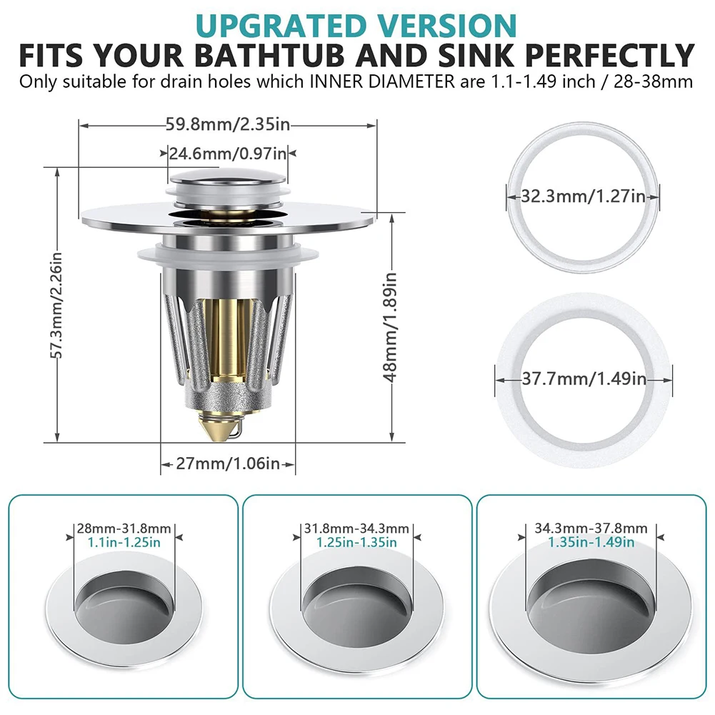 Universal Bathroom Sink Plug Pop-Up Sink Strainer Stopper For 28-38mm Basin Drain Kitchen Bathroom Drainage Tool Accessories
Universal Bathroom Sink Plug Pop-Up Sink Strainer Stopper For 28-38mm Basin Drain Kitchen Bathroom Drainage Tool Accessories