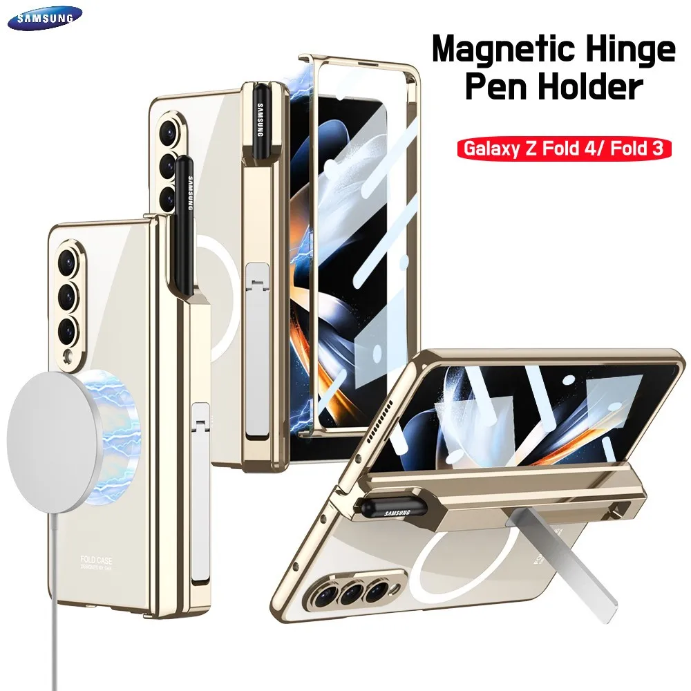 Magsafe Wireless Charging Case For Samsung Galaxy Z Fold 4 Fold 3 Bracket Front Glass Film Transparent Shockproof Pen Slot Funda
Magsafe Wireless Charging Case For Samsung Galaxy Z Fold 4 Fold 3 Bracket Front Glass Film Transparent Shockproof Pen Slot Funda