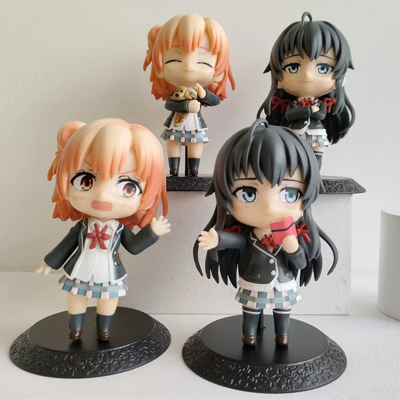 

4Pcs/Set Q Version Anime My Teen Romantic Comedy Figure Yukinoshita Yukino Yui Yuigahama PVC Action Figure Collection Model Doll