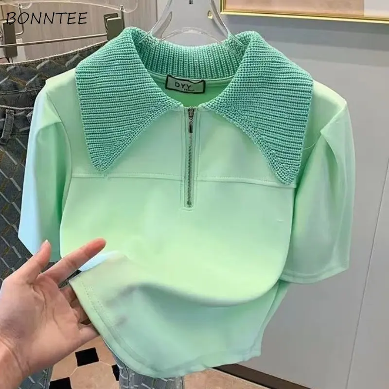 T-shirts Women Zipper Daily Students Solid Fashion All-match Summer Turn-down Collar Korean Style Comfortable Simple Casual New
T-shirts Women Zipper Daily Students Solid Fashion All-match Summer Turn-down Collar Korean Style Comfortable Simple Casual New