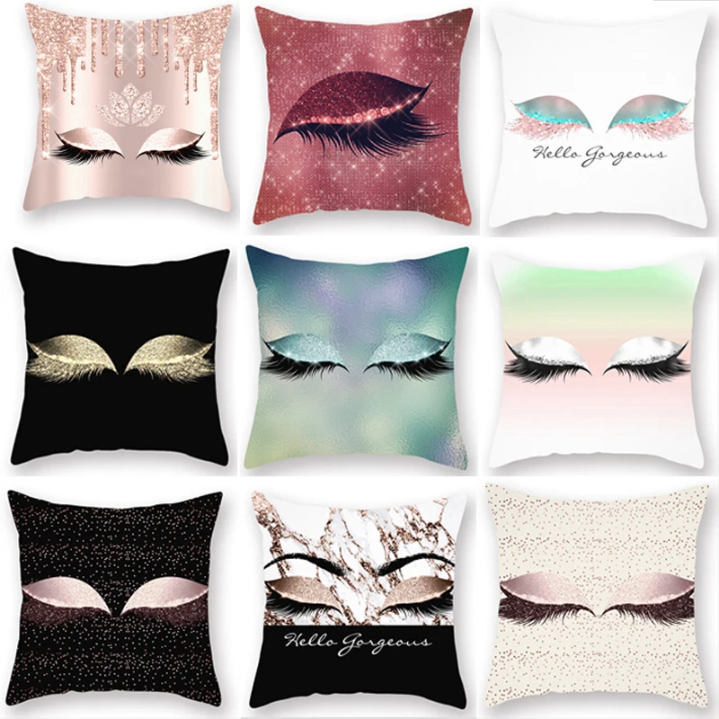 

Eye lash Lashes Pillowcase Beauty Charming Eyelashes Sparkly Makeup Cushion Cover Decor Living Room Beauty Studio Home Decor