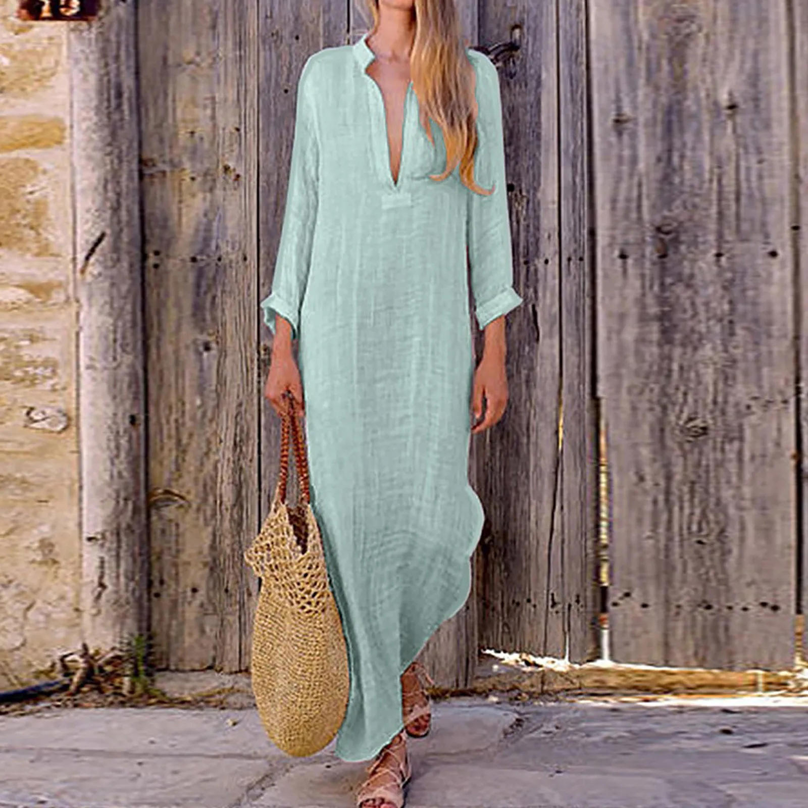 Women Boho Maxi Dress Cotton Linen Loose Casual Dress Plus Size Short Sleeve Deep V Neck Elegant Midi Dresses For Women Clothing
Women Boho Maxi Dress Cotton Linen Loose Casual Dress Plus Size Short Sleeve Deep V Neck Elegant Midi Dresses For Women Clothing