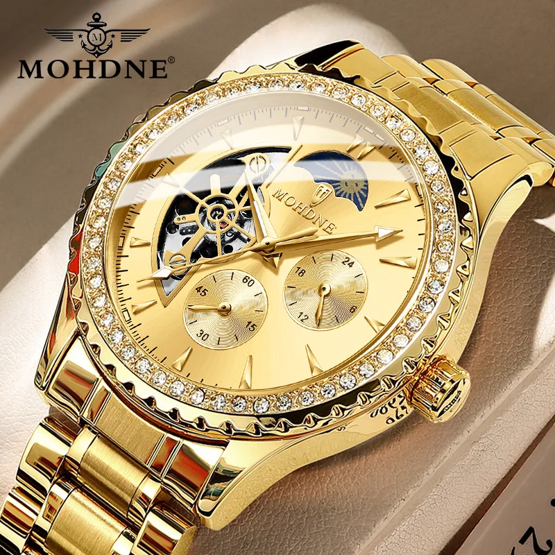 Mohdne Diamond Gold Watch Hollow Solid Steel Belt Multi-Functional Butterfly Clasp Men's Waterproof Luminous Watch
Mohdne Diamond Gold Watch Hollow Solid Steel Belt Multi-Functional Butterfly Clasp Men's Waterproof Luminous Watch
