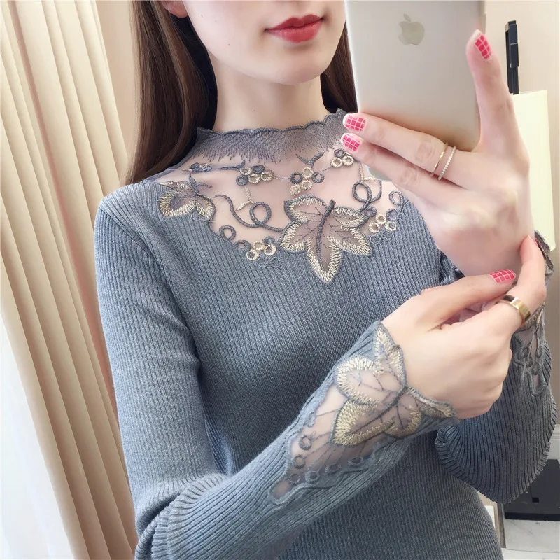Half Turtleneck Slim Fit Pullover Stretch Bottoming Shirt Mesh Hollow Embroidered Sweater Women
Half Turtleneck Slim Fit Pullover Stretch Bottoming Shirt Mesh Hollow Embroidered Sweater Women