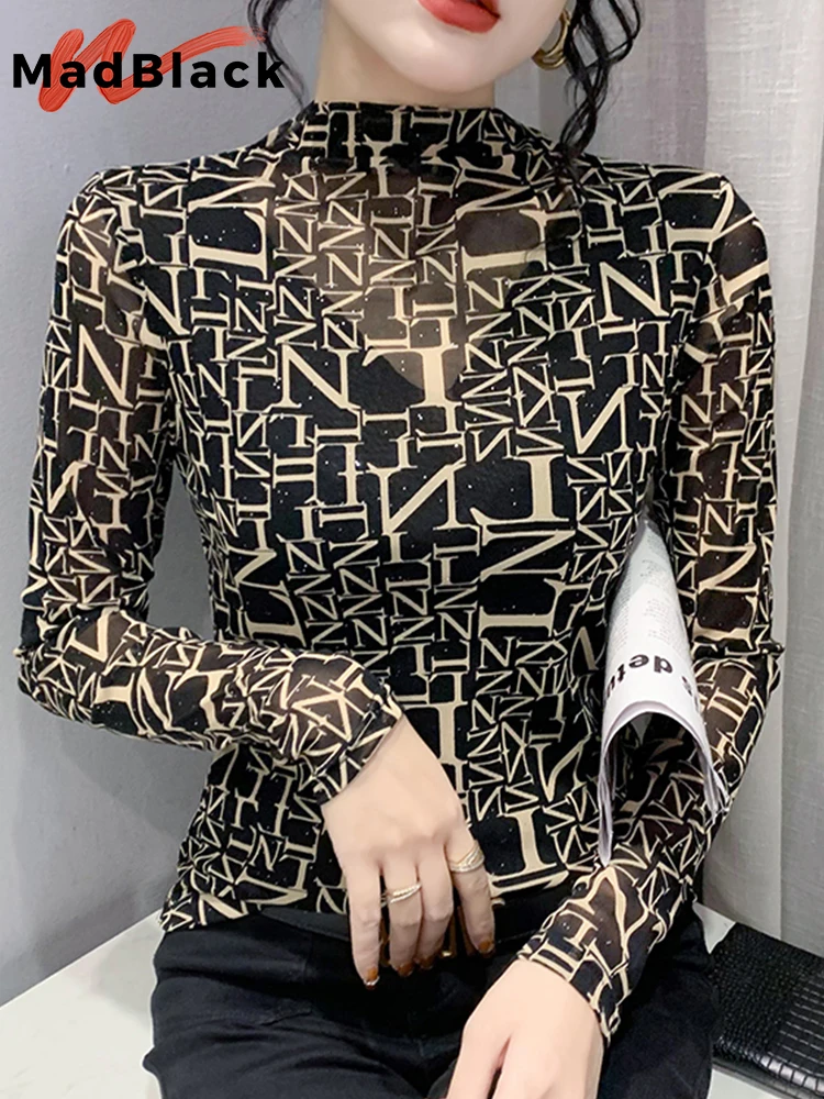Осенняя новая Сетчатая футболка Madblack с буквенным принтом, футболки с воротником-хомутом и длинными рукавами, женские топы, топы Tess T21403X
Осенняя новая Сетчатая футболка Madblack с буквенным принтом, футболки с воротником-хомутом и длинными рукавами, женские топы, топы Tess T21403X