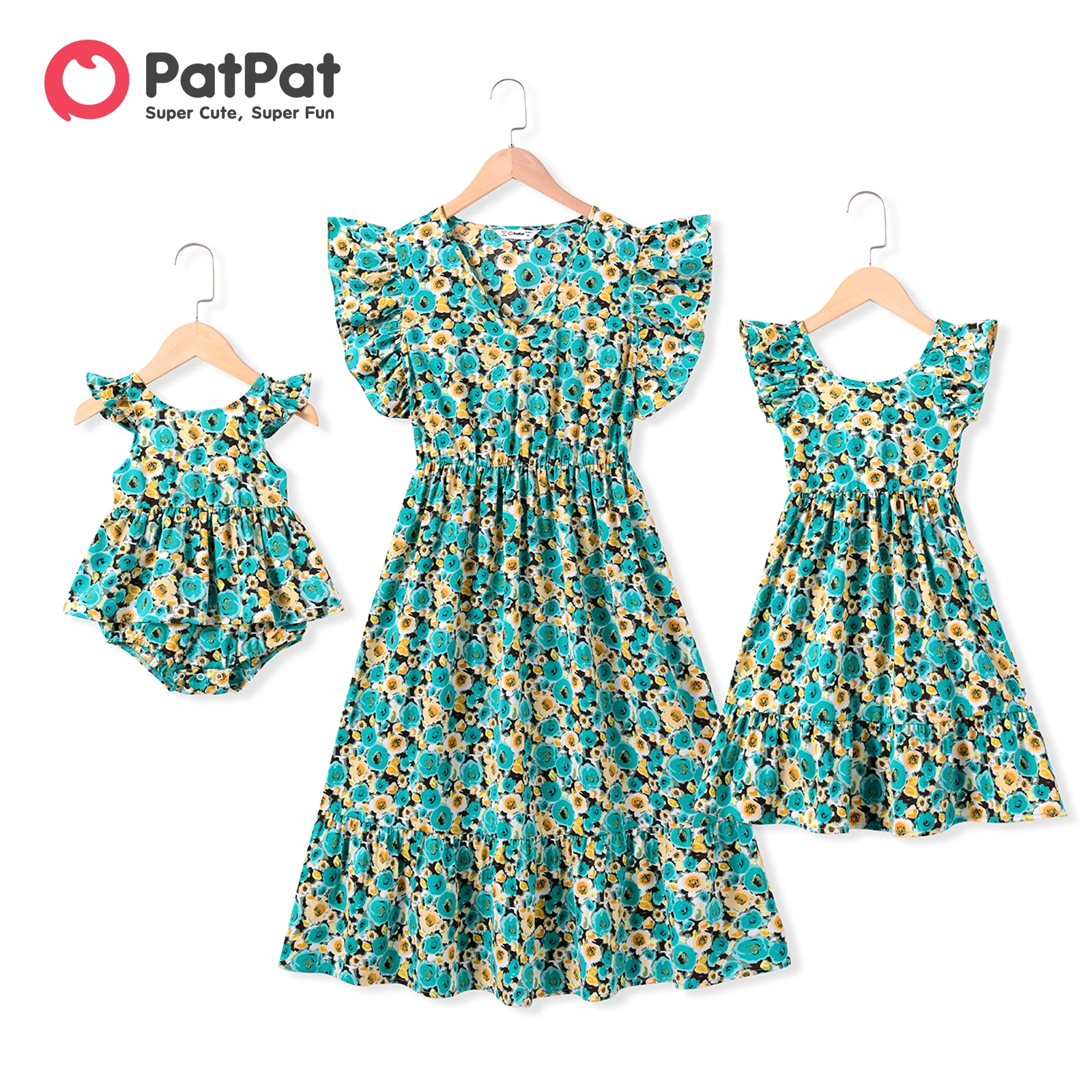 

PatPat Mommy and Me Allover Floral Print Ruffle-sleeve V Neck Dresses