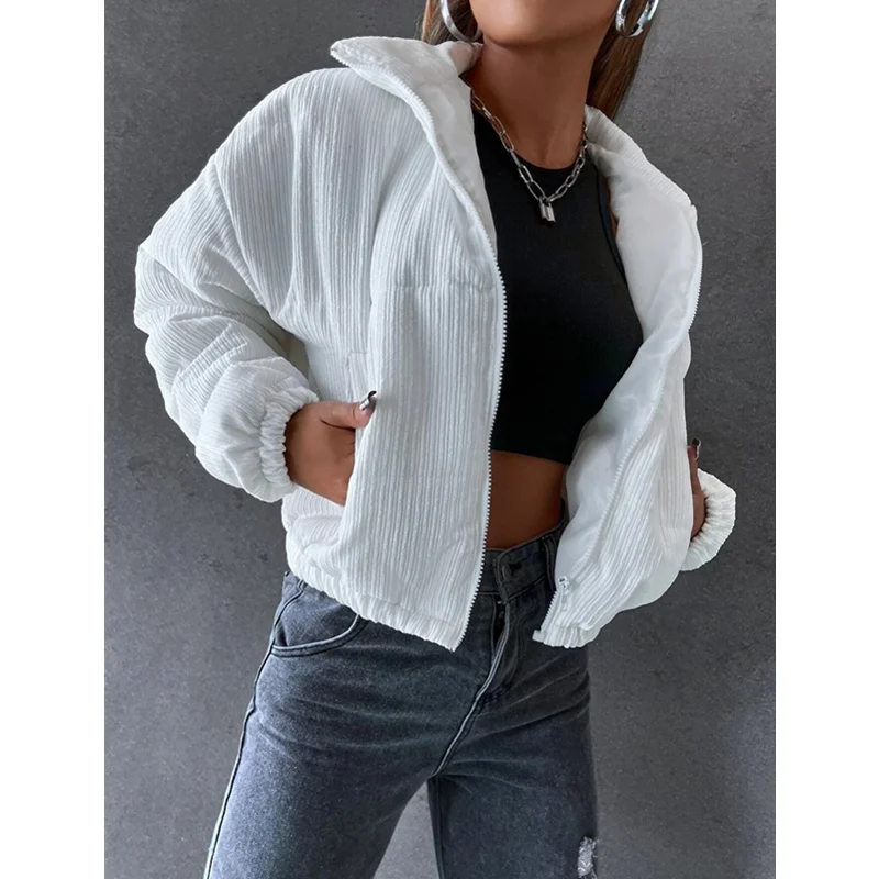 Corduroy Jacket Women Winter Warm Cotton Padded Coat Zipper Solid Color Stand Collar Short Parkas Chic Loose Bread Outerwear
Corduroy Jacket Women Winter Warm Cotton Padded Coat Zipper Solid Color Stand Collar Short Parkas Chic Loose Bread Outerwear