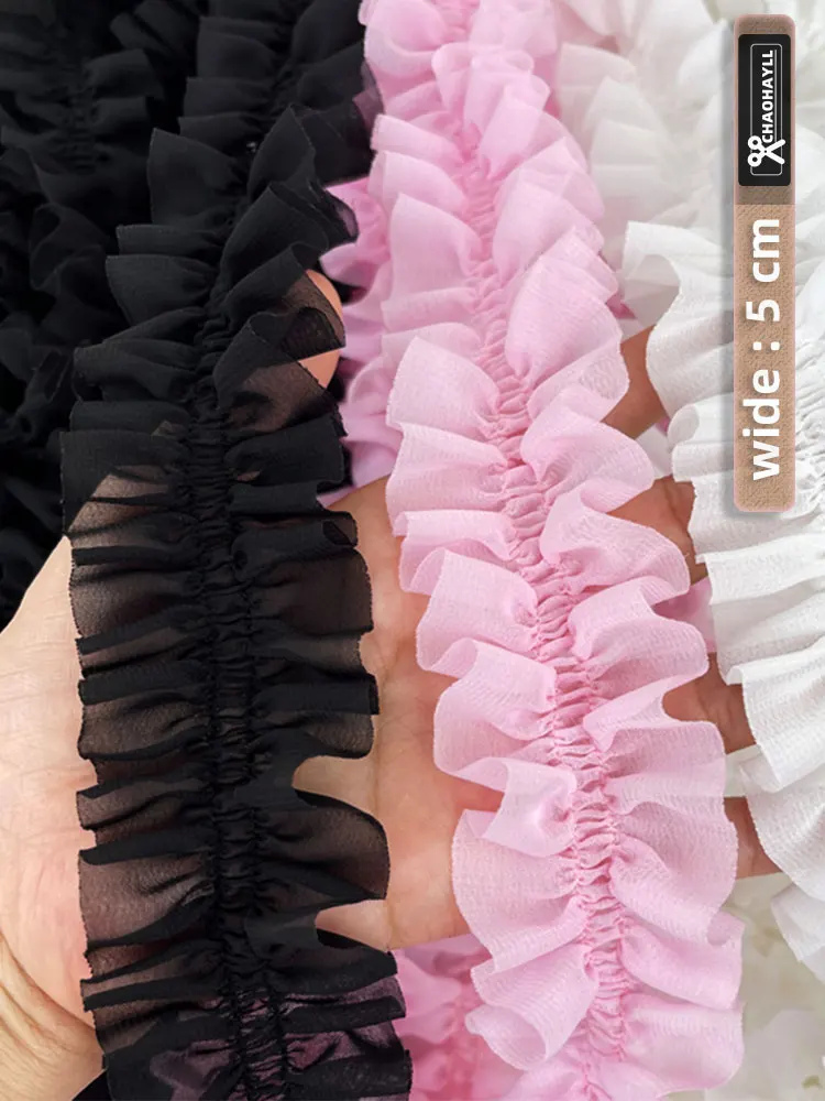 5CM Wide 3D Pleated Chiffon Tulle Lace for Fringe Trimmings Party Wedding Dress Sewing Accessories Materials Supplies Nigerian
5CM Wide 3D Pleated Chiffon Tulle Lace for Fringe Trimmings Party Wedding Dress Sewing Accessories Materials Supplies Nigerian