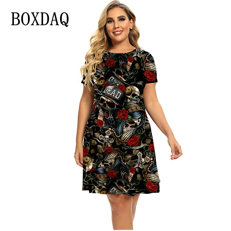2023 Gothic Terror Skulls Dress Fashion New Pattern 3D Rose Print Dresses Summer Short Sleeve Casual Dress Plus Size Clothes 6XL
2023 Gothic Terror Skulls Dress Fashion New Pattern 3D Rose Print Dresses Summer Short Sleeve Casual Dress Plus Size Clothes 6XL