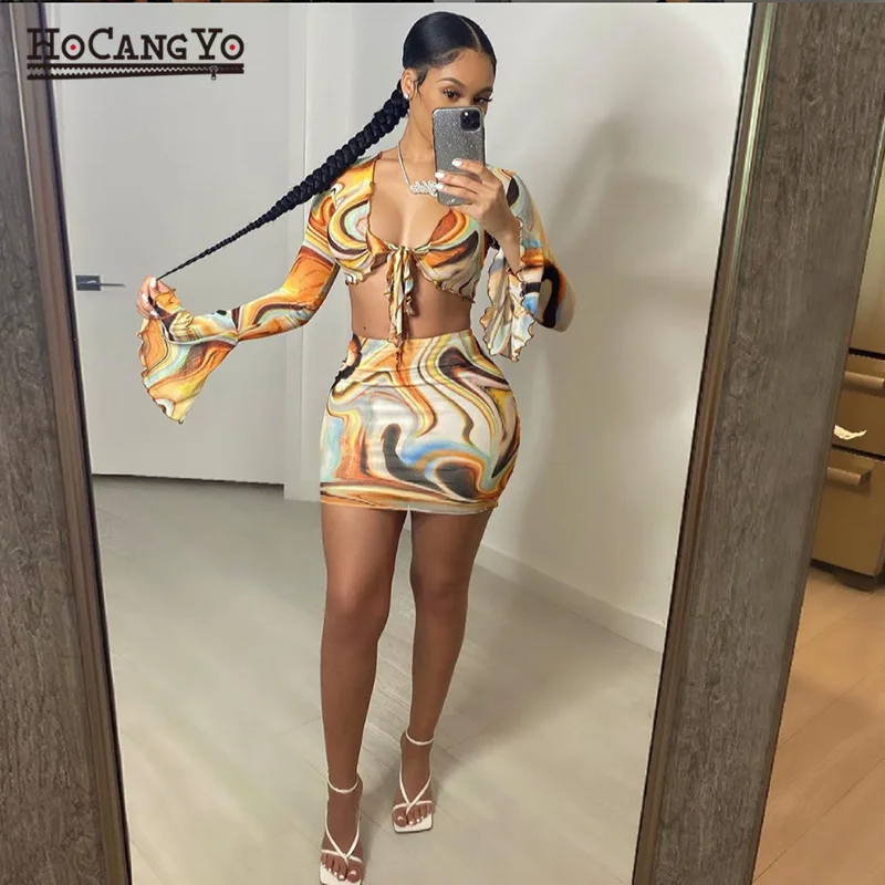 Summer Bow Lace Sets Print Sheath Sexy Women Two Piece Sets 2022 Flare Sleeve V-Neck Hot Female Mesh Ruched Clubwear Outfits
Summer Bow Lace Sets Print Sheath Sexy Women Two Piece Sets 2022 Flare Sleeve V-Neck Hot Female Mesh Ruched Clubwear Outfits