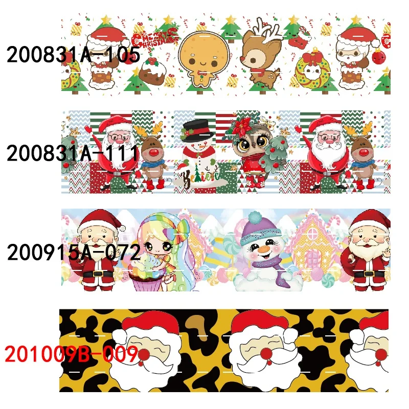 

Печатные рождественские украшения, мультяшная корсажная лента с Санта-Клаусом 25 мм для бантов, поделки «сделай сам», материал ручной работы 10 ярдов