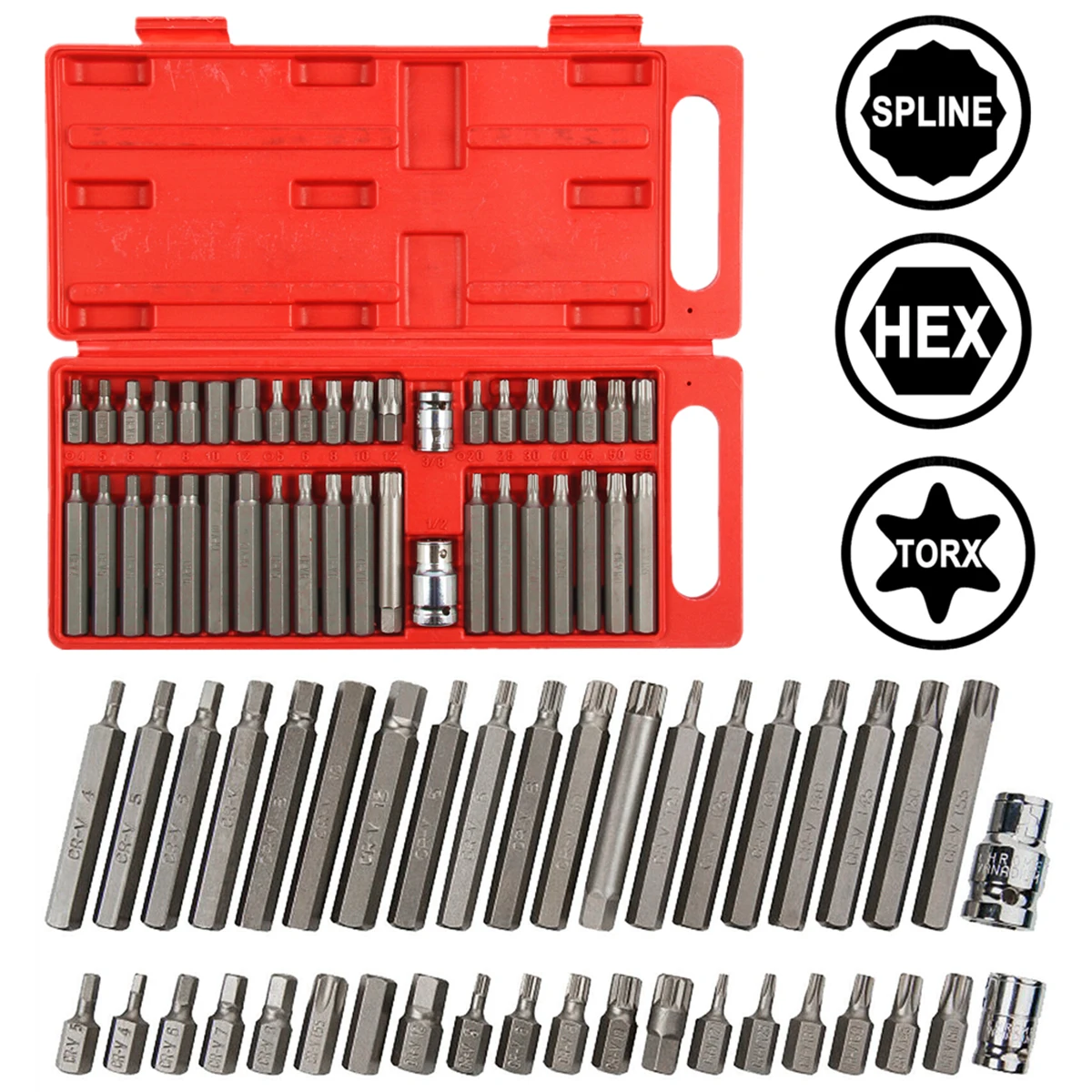 40 шт. шестигранный ключ Torx, Шестигранная звезда, набор наконечников для сверхпрочных стальных, длинных, коротких, 1/2 дюйма, 3/8 дюйма, комбинированные шестигранные торцевые наконечники
40 шт. шестигранный ключ Torx, Шестигранная звезда, набор наконечников для сверхпрочных стальных, длинных, коротких, 1/2 дюйма, 3/8 дюйма, комбинированные шестигранные торцевые наконечники
