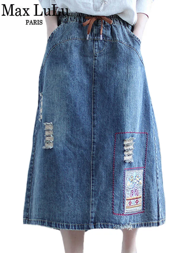 Max LuLu Spring New Korean Fashion Womens Ripped Vintage Skirts Ladies Bleached Patchwork Denim Skirt Casual Harajuku Clothing
Max LuLu Spring New Korean Fashion Womens Ripped Vintage Skirts Ladies Bleached Patchwork Denim Skirt Casual Harajuku Clothing