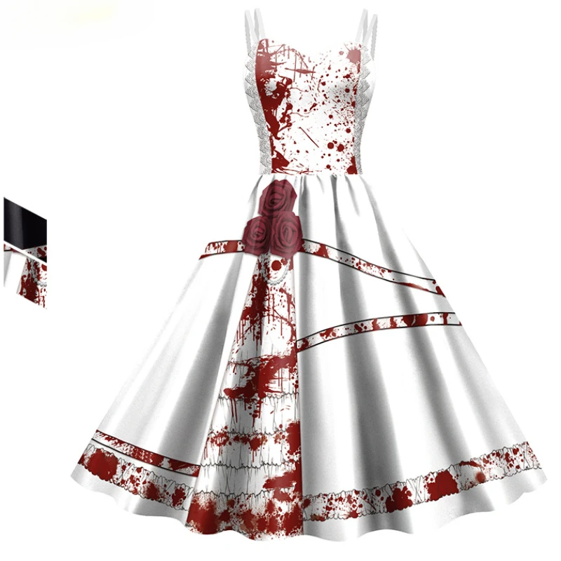 Halloween Carnival Cosplay Thriller Print Dresses White Black Slip Dress for Women Srappy Fashion Novelty Costumes
Halloween Carnival Cosplay Thriller Print Dresses White Black Slip Dress for Women Srappy Fashion Novelty Costumes