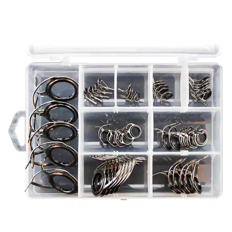 40 Pcs/Set Fishing Rod Guides Tip 8 Sizes Pole Repair Kit Line Rings Eyes Set Rings Stainless Steel Frames
40 Pcs/Set Fishing Rod Guides Tip 8 Sizes Pole Repair Kit Line Rings Eyes Set Rings Stainless Steel Frames