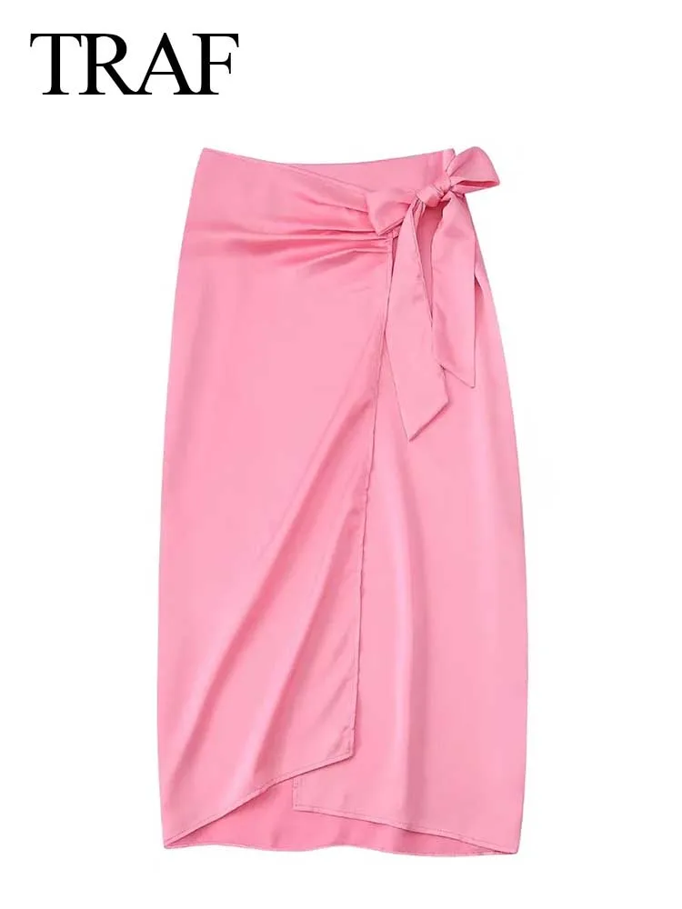TRAF Pink Elegant Trend Slim Waist Bow Knot Ladies Skirt Temperament One Piece High Slit Asymmetric and Calf Women's Skirt
TRAF Pink Elegant Trend Slim Waist Bow Knot Ladies Skirt Temperament One Piece High Slit Asymmetric and Calf Women's Skirt