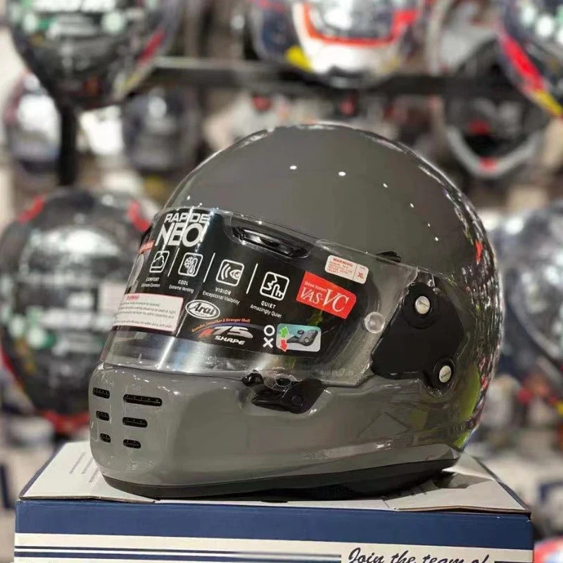 

High-strength Fiberglass Motorcycle Helmet Retro Helmet Kart Racing Helmet Rapode-NEO Full Face Helmet Fashion Gray ,Capacete