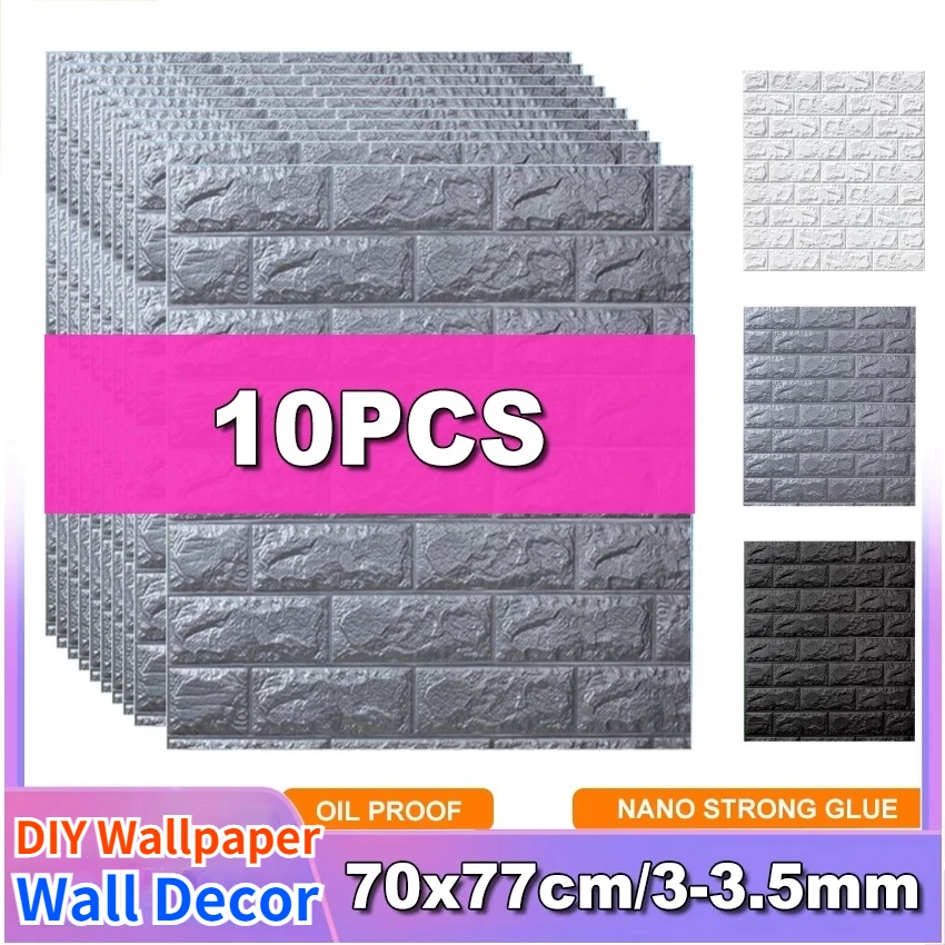 10pcs Self Adhesive Foam Wallpapers 3D Brick Sticker for Living Room Kitchen TV Wall Bedroom DIY Decor 70*77 Cm Papel Pared
10pcs Self Adhesive Foam Wallpapers 3D Brick Sticker for Living Room Kitchen TV Wall Bedroom DIY Decor 70*77 Cm Papel Pared