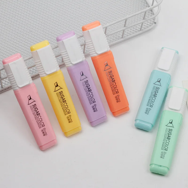 

6pcs Color Highlighter Children's Macarons Students with Office Highlights Text Highlight Marker Pen