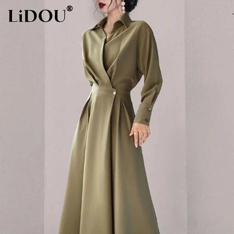 Summer Autumn New Elegant Fashion Solid Simple Waist Long Dress Women Polo-neck Temperament All-match Dresses Vestidos De Fiesta
Summer Autumn New Elegant Fashion Solid Simple Waist Long Dress Women Polo-neck Temperament All-match Dresses Vestidos De Fiesta