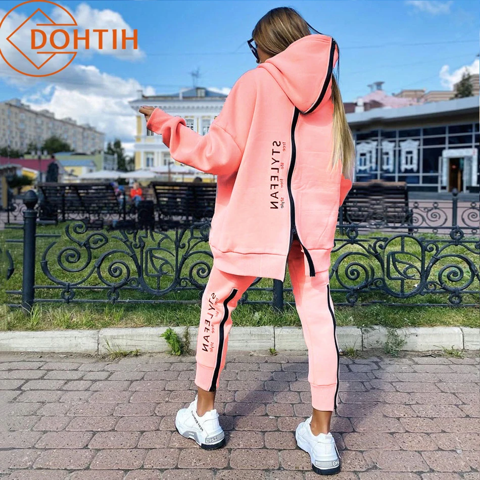 Women's Casual Double Zipper Leeter Printing Hooded Tracksuits Long Sleeve Long Pants Suit Women Outdoor Sport Jopping Soild Set
Women's Casual Double Zipper Leeter Printing Hooded Tracksuits Long Sleeve Long Pants Suit Women Outdoor Sport Jopping Soild Set