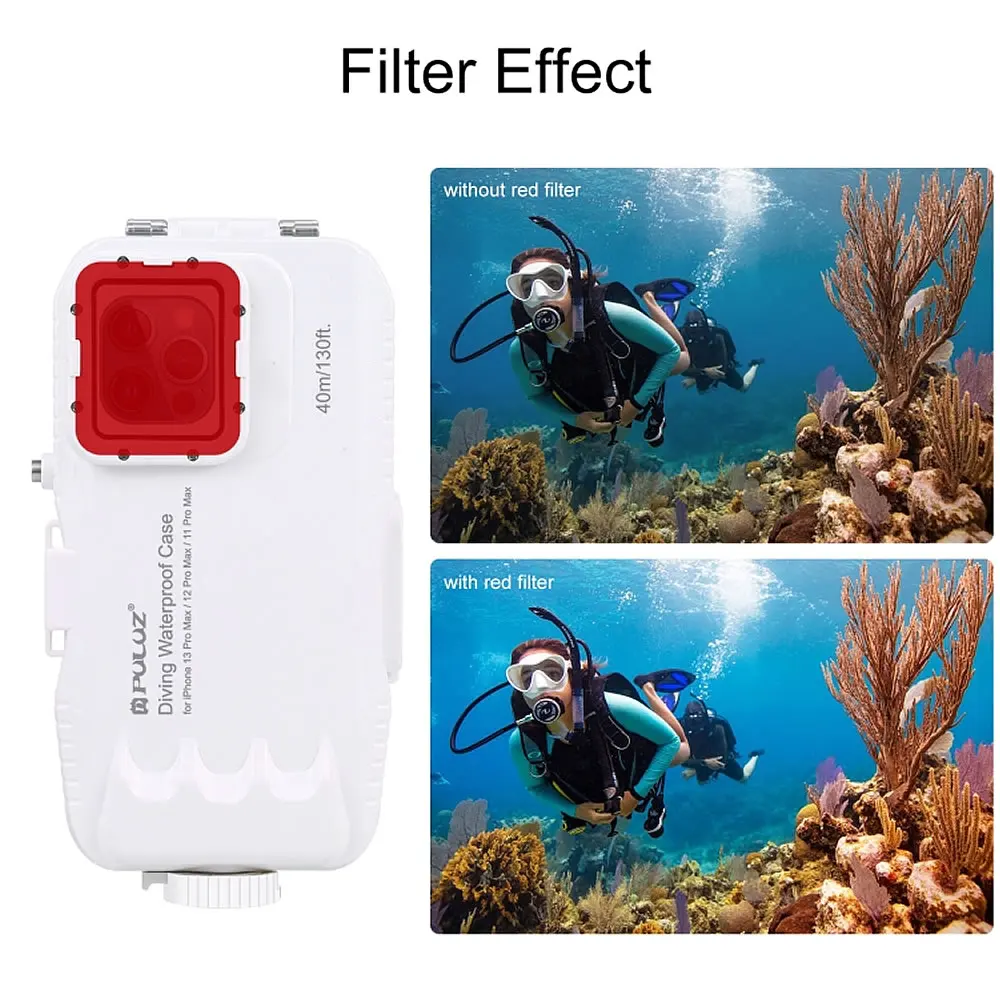 

Diving Snorkeling 40m 130ft Waterproof Case Video Photo Taking Underwater Shot Housing Cover For iPhone 12 13 Pro Max Mini