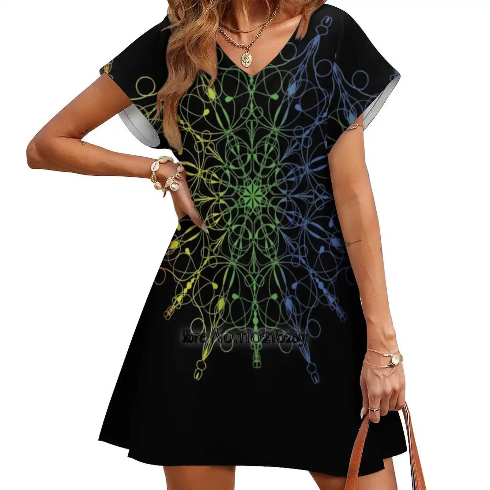 Rainbow Mandala ( On Black Background ) V-Neck Short Sleeve Skirt Slim Skirts Loose Elegant Fashion Dress 5Xl Rainbow Pattern
Rainbow Mandala ( On Black Background ) V-Neck Short Sleeve Skirt Slim Skirts Loose Elegant Fashion Dress 5Xl Rainbow Pattern