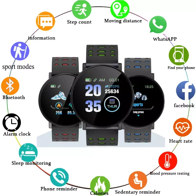 Original 119 Plus Smart Watch Sport Fitness Smart Wristband Heart rate Blood Pressure Bluetooth Smartwatch Men Women Watches
Original 119 Plus Smart Watch Sport Fitness Smart Wristband Heart rate Blood Pressure Bluetooth Smartwatch Men Women Watches