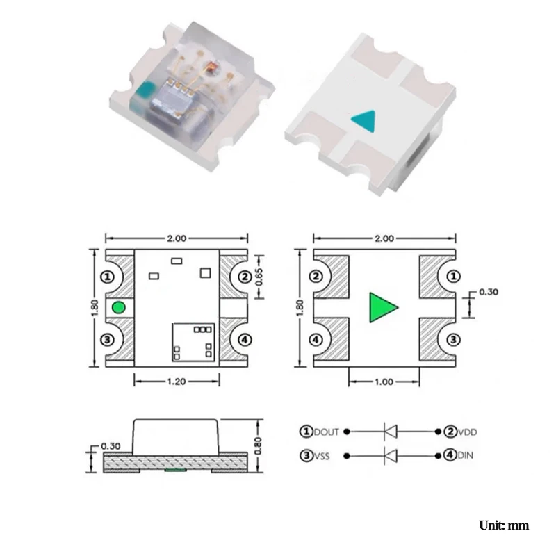 Миниатюрный Адресный Светодиодный Чип SMD RGB WS2812B 5В С Цифровым Управлением
Миниатюрный Адресный Светодиодный Чип SMD RGB WS2812B 5В С Цифровым Управлением